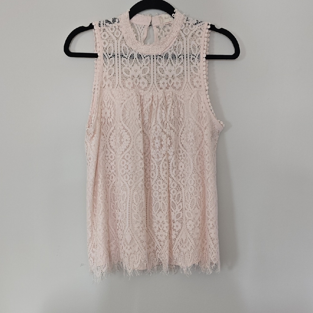 Altar'd State Lace Sleeveless Blouse - Light Pink